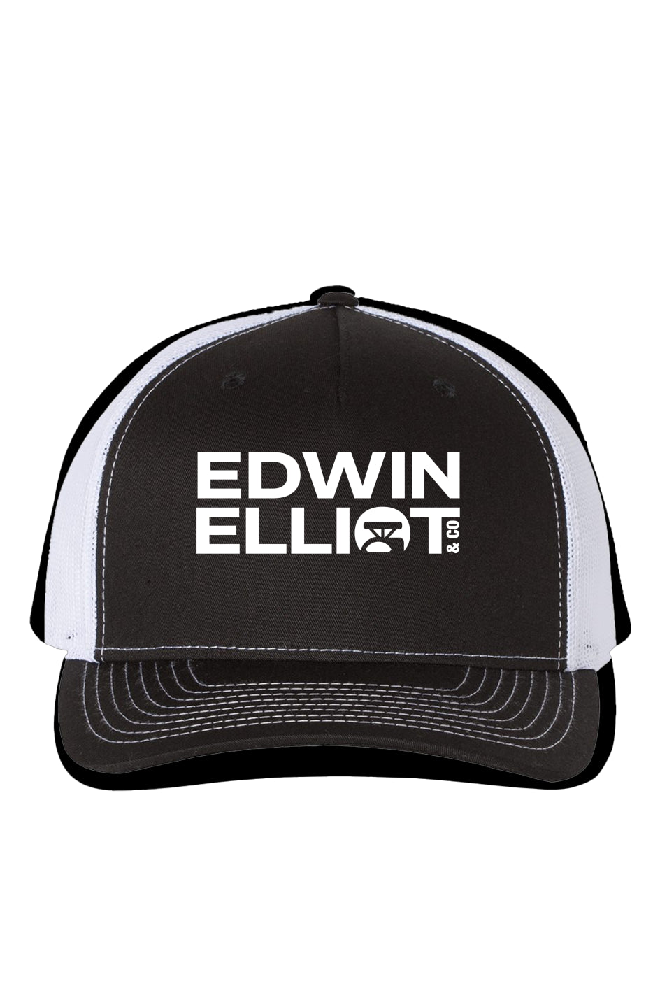 Edwin Elliott Richardson 112 Five Panel Trucker Cap (Black/White)