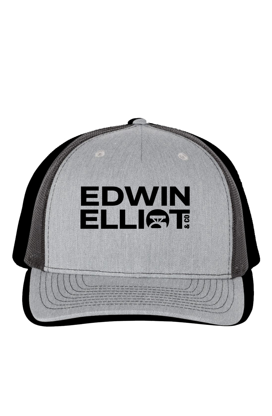 Edwin Elliott Richardson 112 Five Panel Trucker Cap (Heather Grey/Black)